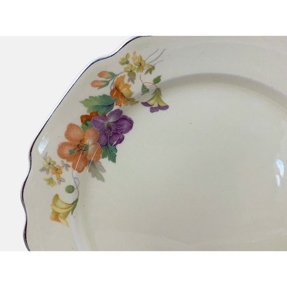 Vintage W.S. George Lido Canarytone Pair of Salad Plates Floral Pattern 7.75" - Picture 4 of 8